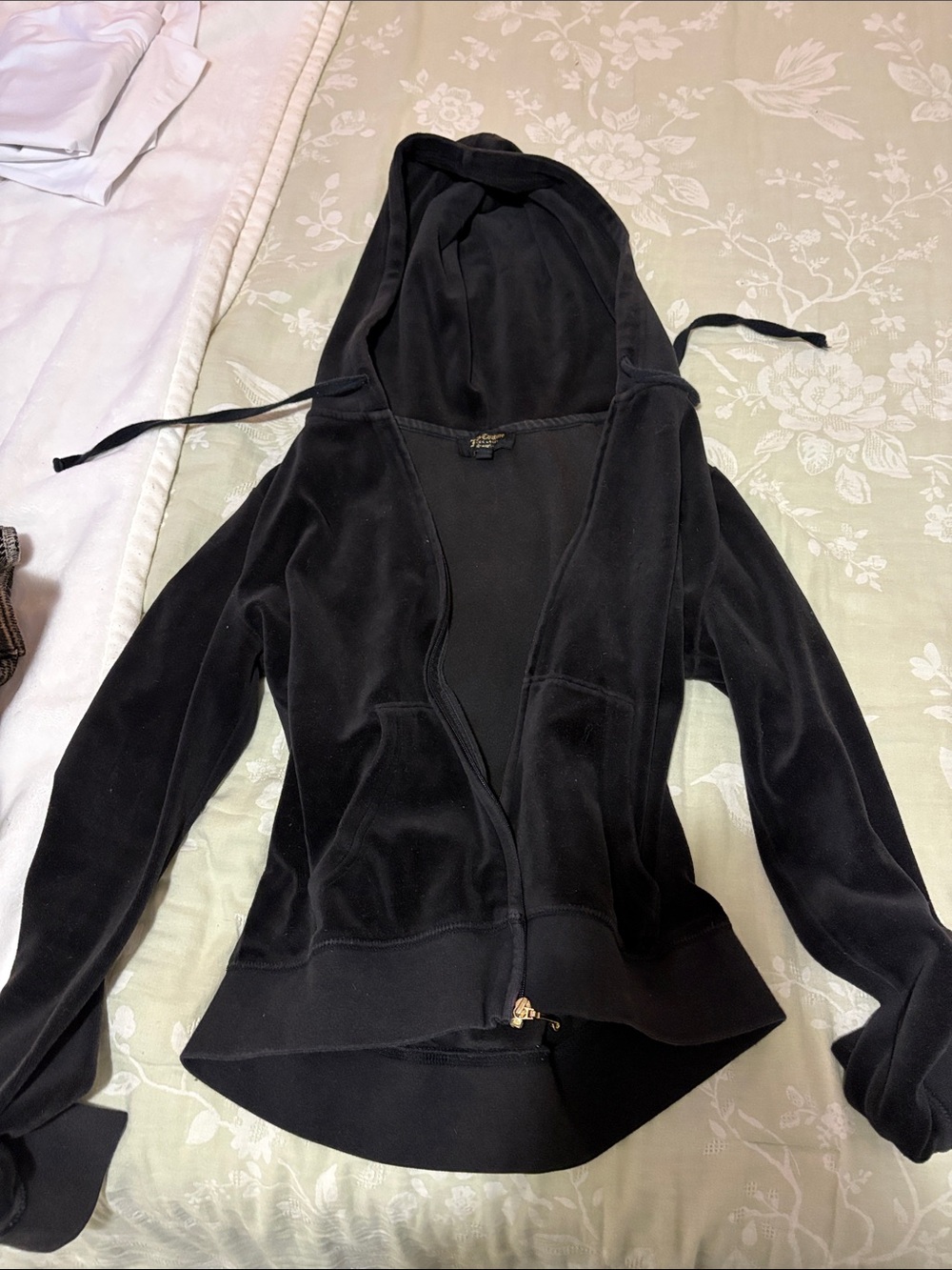 Juicy Couture Black Velvet Zip-Up Hoodie